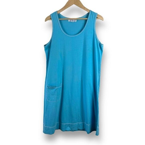 fresh produce Dresses & Skirts - Fresh Produce Women's L Sleeveless Tank Dress Aqua Blue 100% Cotton Casual Basic